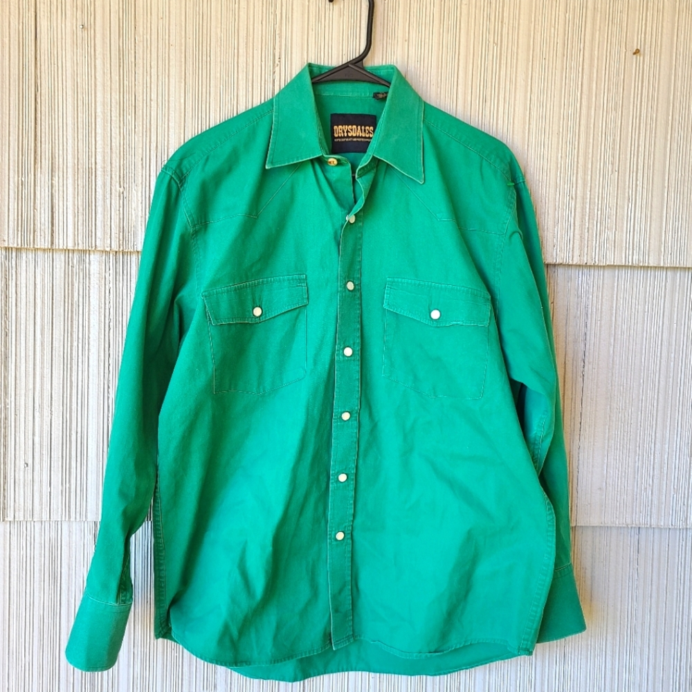 Vintage Drysdales north southeast and Western wear green pearlsnap shirt